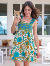 Tricia Mini Dress - Ochre Leafy Floral